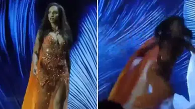 Kainat Güzeli Yarışması'nda Jamaikalı Güzel Sahneden Düştü